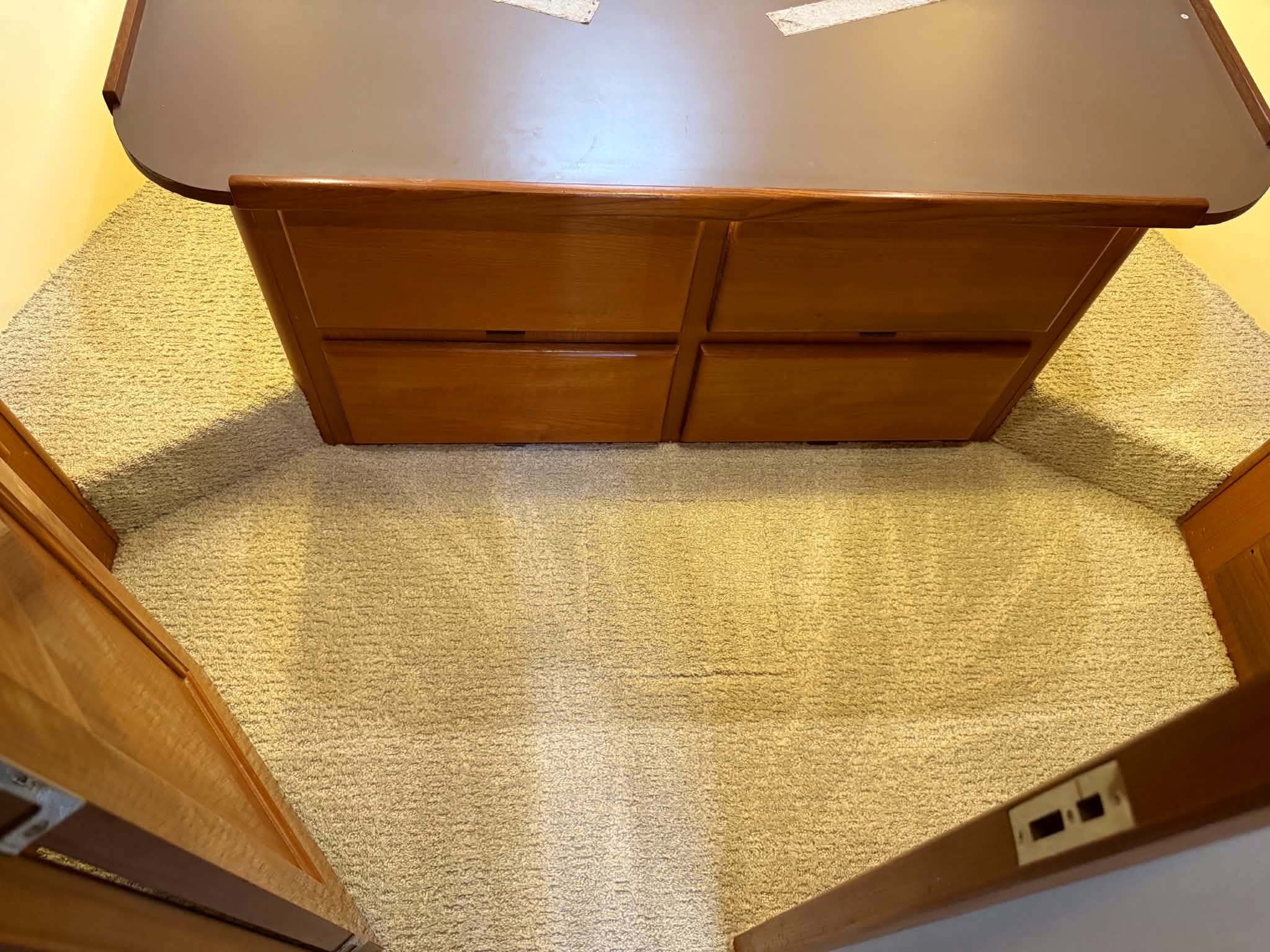 Cabin Carpet — After Cleaning — Coastal Carpet Steaming boat carpet cleaning project