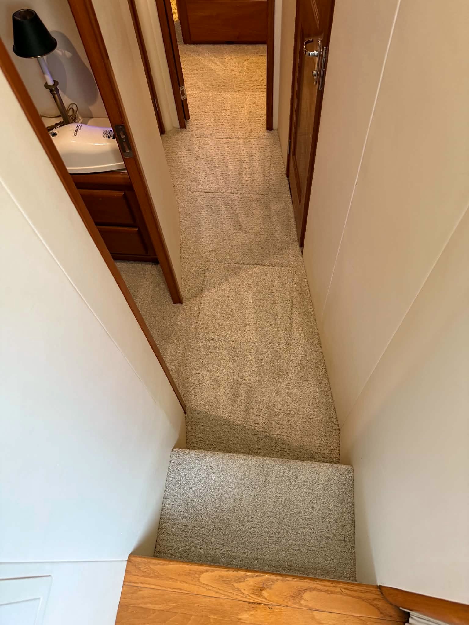 Hallway Carpet — After Cleaning — Coastal Carpet Steaming boat carpet cleaning project